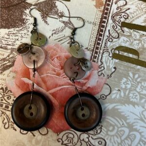 Hand Crafted Vintage Button Earrings